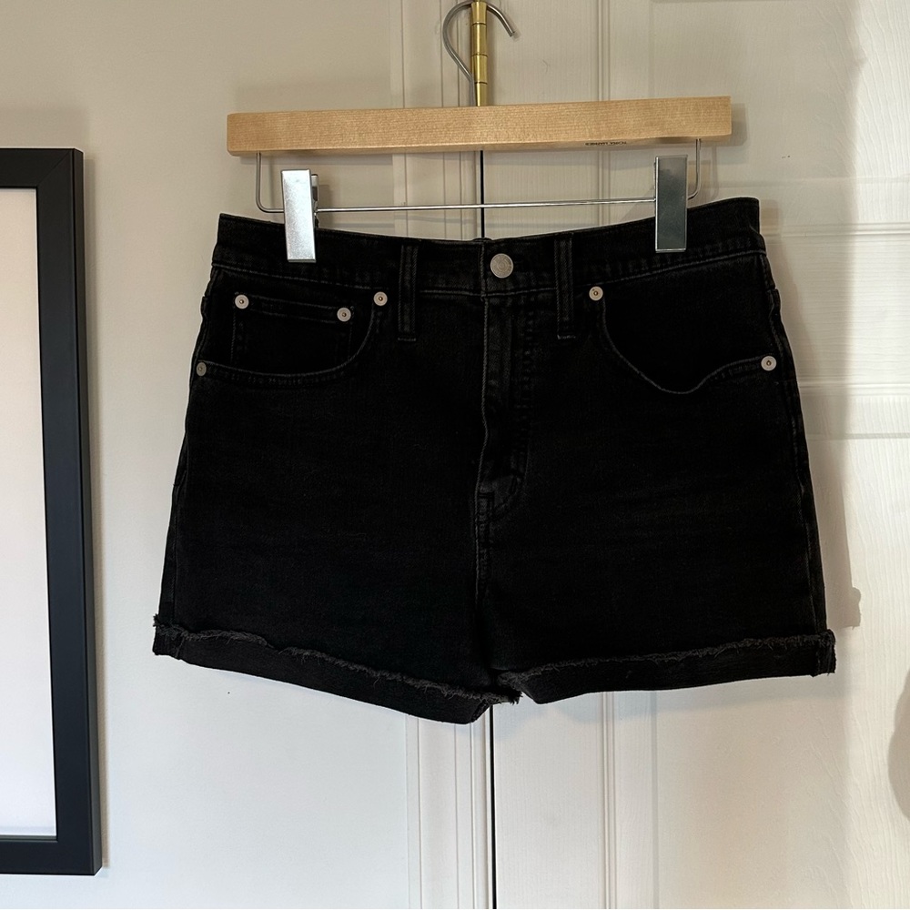 Madewell high rise black denim shorts size 27
